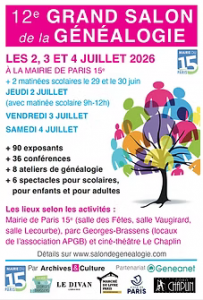SALON DE GENEALOGIE 2, 3 et 4 juillet 2026
