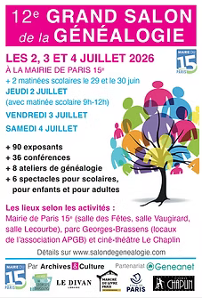SALON DE GENEALOGIE 2, 3 et 4 juillet 2026